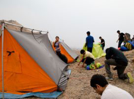 Adventure club students on trekking expedition