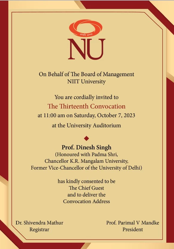 13th Convocation invitation formal graphic